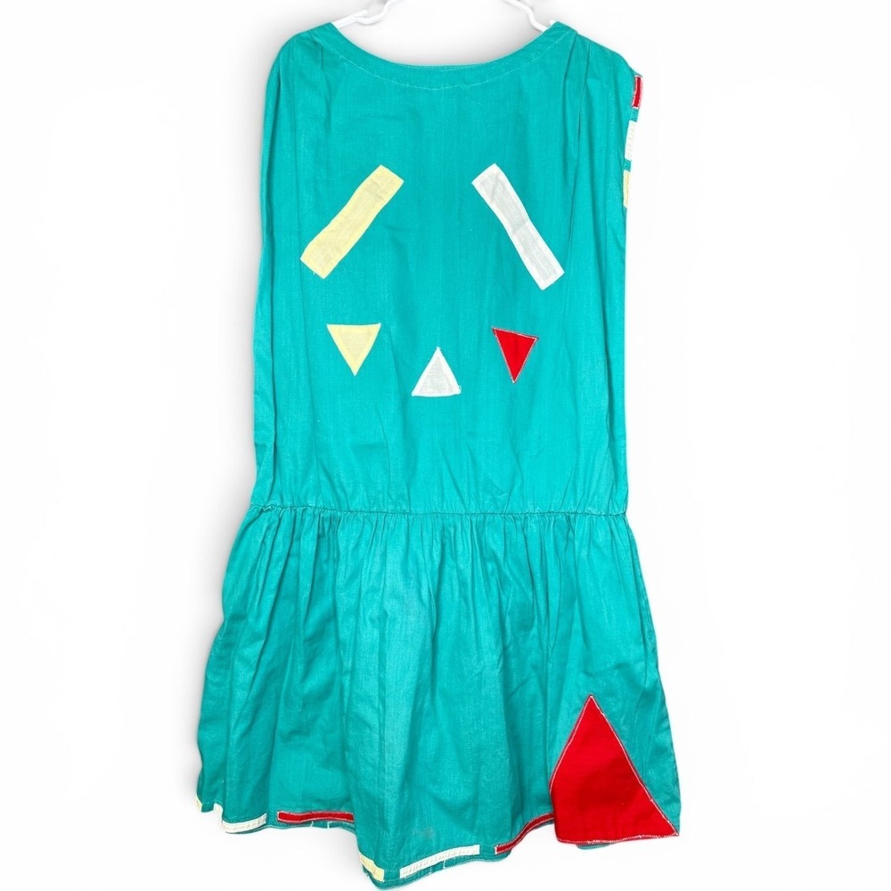80s geometric appliqué drop waist dress
